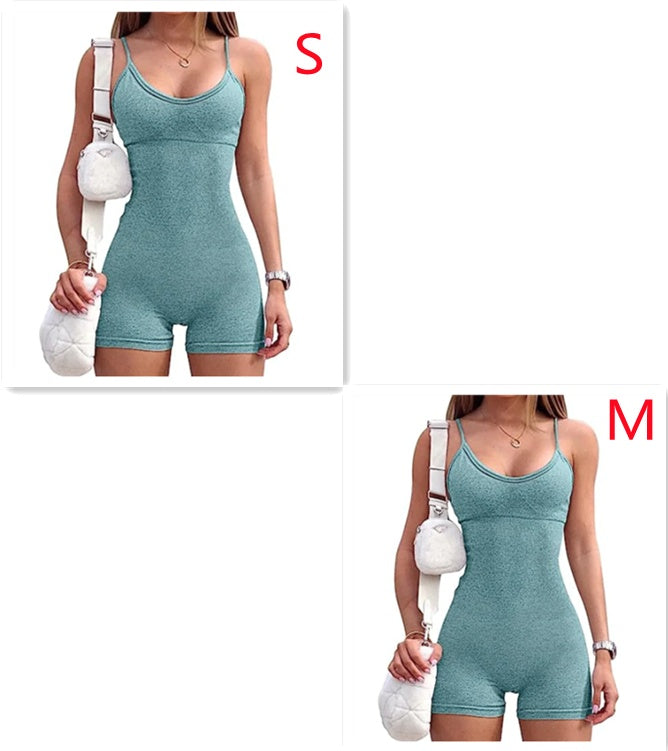 Women Spaghetti Yoga Strap Shorts Jumpsuit Sports For Workout