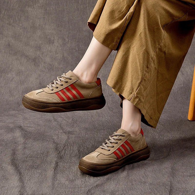 Retro Nostalgic Style Cowhide Women's Shoes All Genuine Leather Casual shoes sneakers