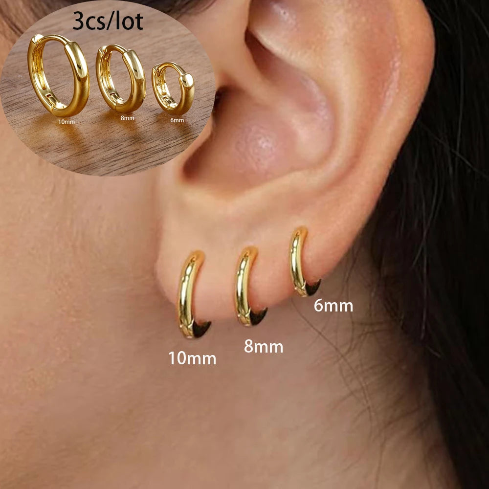 3 Piece Fashion Stainless Steel Round Star Drop Earrings Set for Women 18K Gold Plated Dangle Earring Punk Unisex Rock Jewelry
