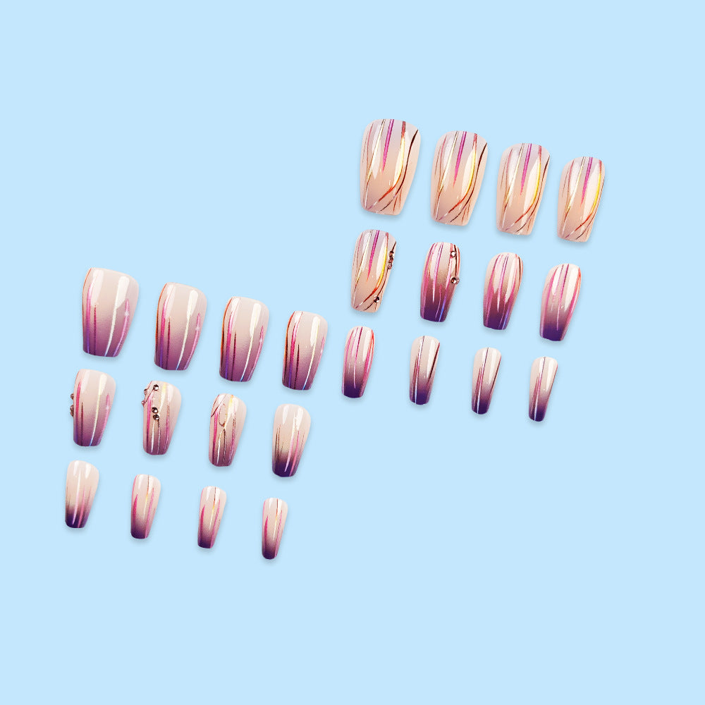 Purple Gradient Nail Stickers with Jelly Glue