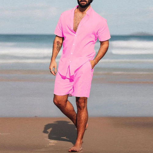 Breathable Hawaiian Men Beach two piece set
