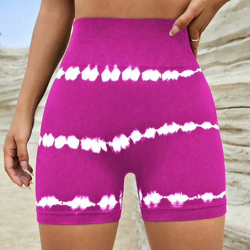 High Waist Tie-dye Yoga Shorts For Women