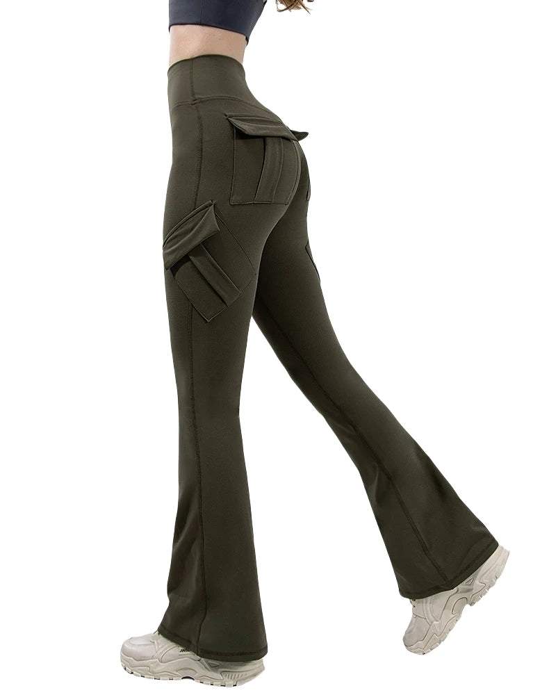 Newest Women Wide Leg High Stretch Yoga Leggings Naked Feeling Compression Fitness Workwear with pockets Yoga Pant 