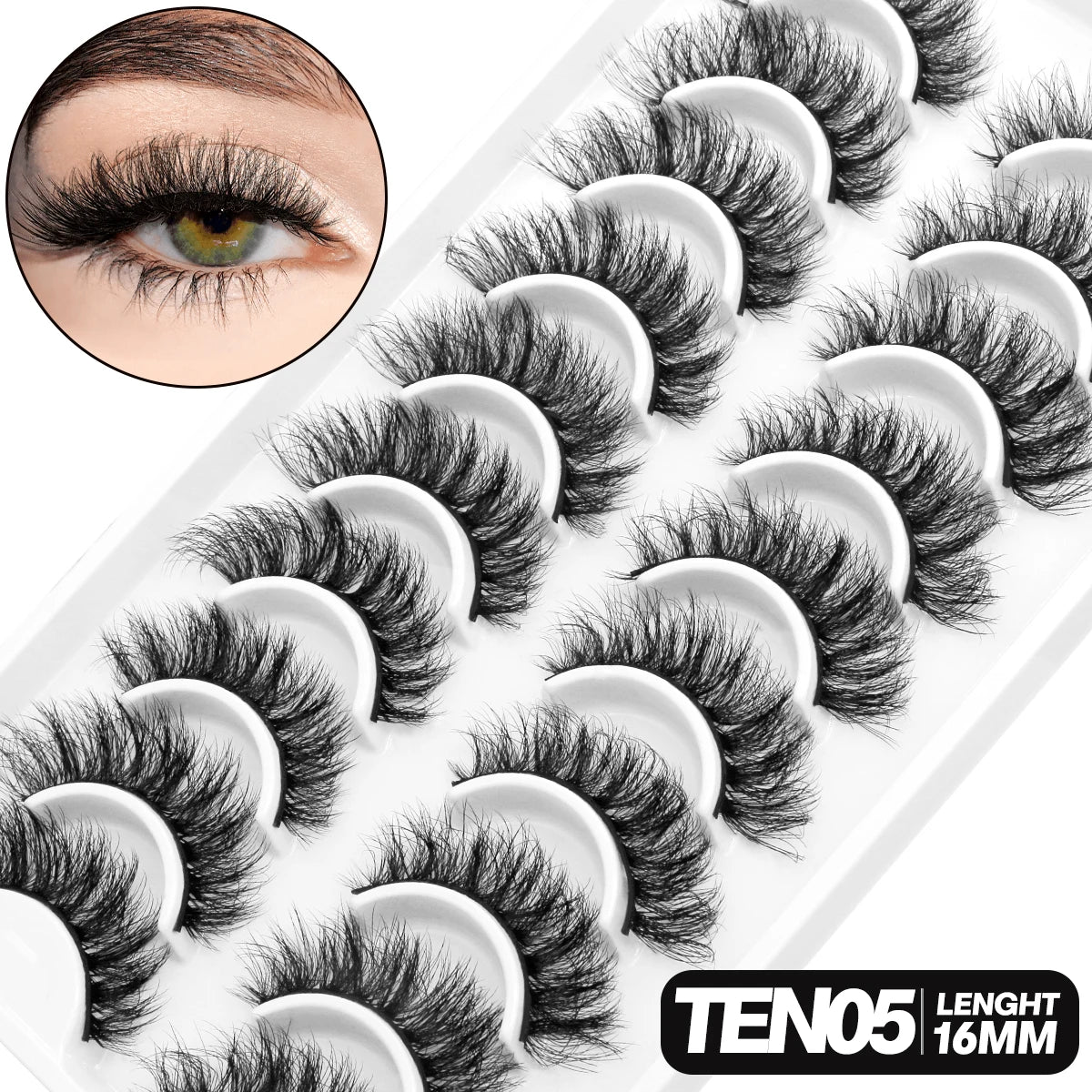 Fluffy 3D Mink Lashes – 10 Pairs of Soft, Full Volume