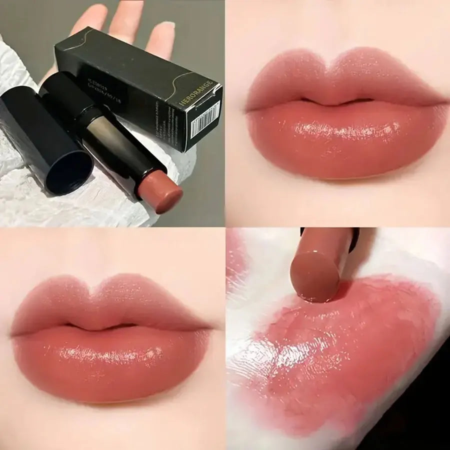 Lipstick Red Brown Lipstick Waterproof Moisturizing Mirror Lipstick Lip Gloss Natural Long-Lasting Makeup Valentine's Day Gift