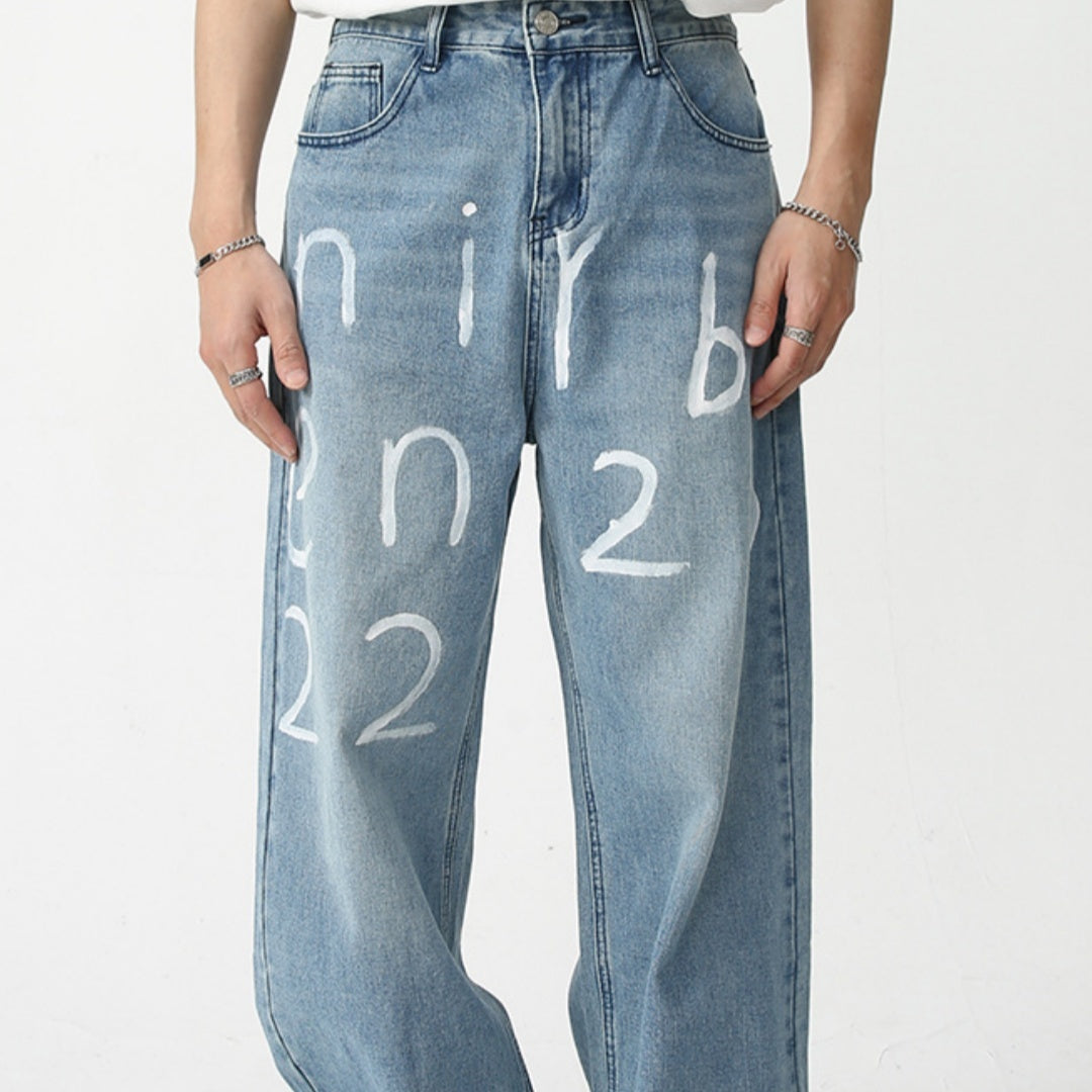 Custom Loose Wide-Leg Mopping Jeans