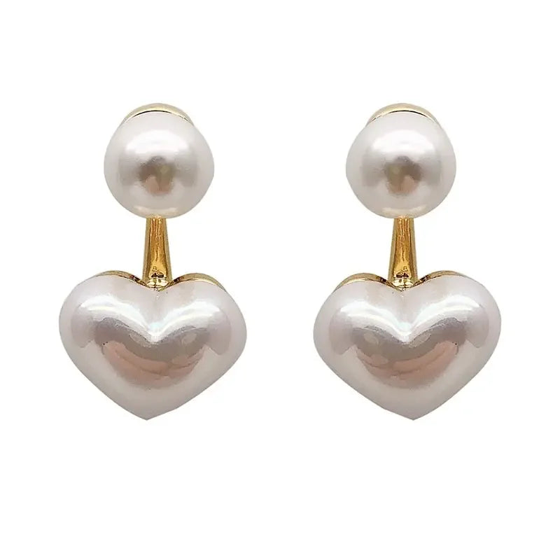 Imitation Pearl Heart Round Geometric Smooth Surface Dangle Earrings for Women Elegant Versatile Ear Fashion Jewelry Wholesale