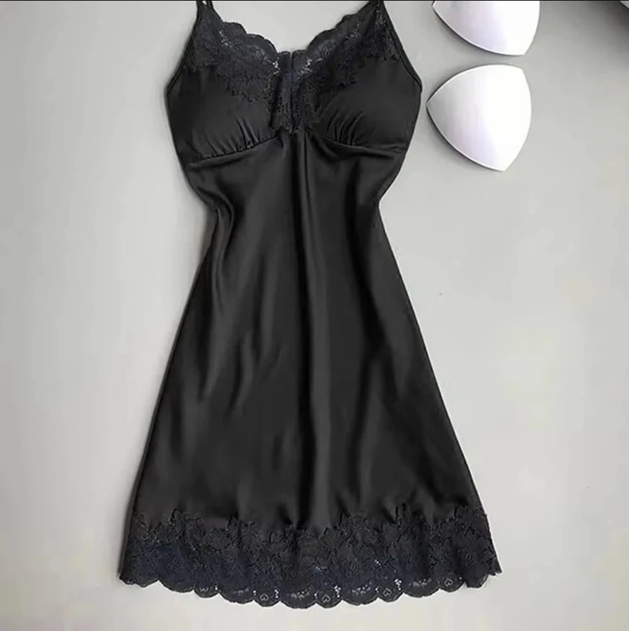 Valentine's Day sexy backless ice silk slip dress summer pajamas short women's home dress simulation silk nightdress casual nigh