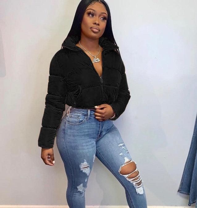 Winter Warm Two-Pocket Short Zipper Jacket