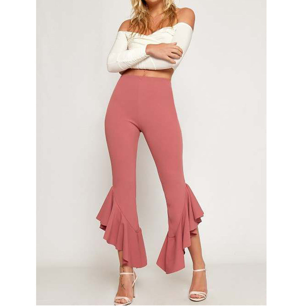 Irregular ruffled casual trousers