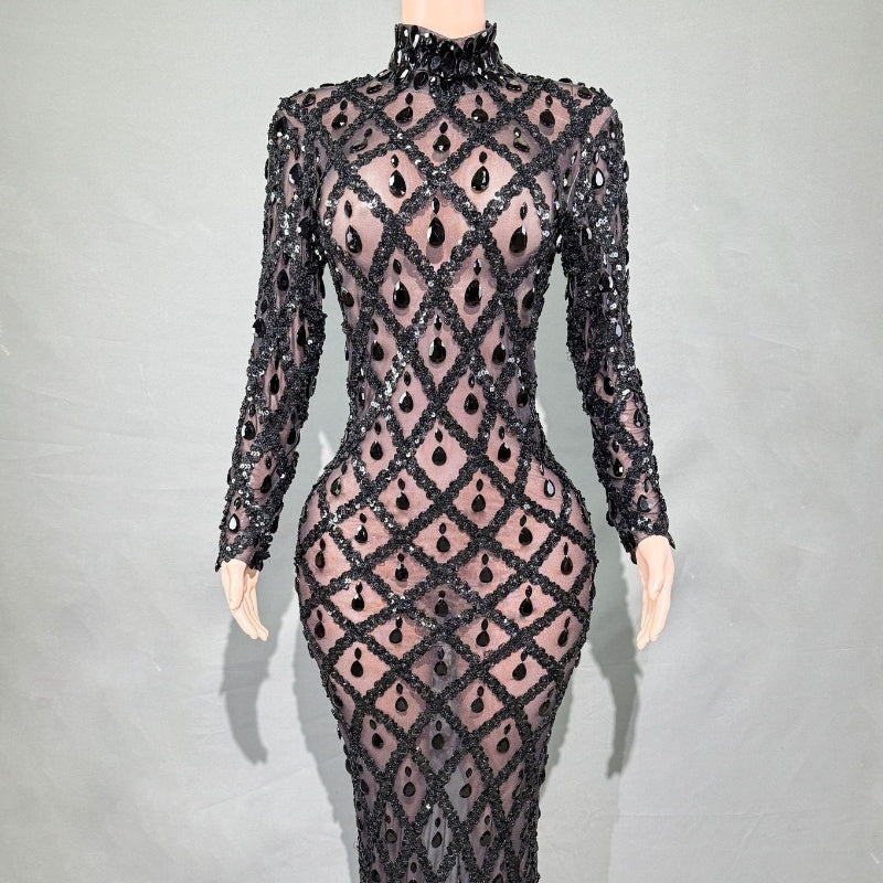 Rhinestone Evening Dress for Women