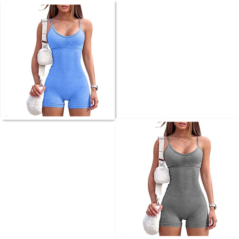 Women Spaghetti Yoga Strap Shorts Jumpsuit Sports For Workout