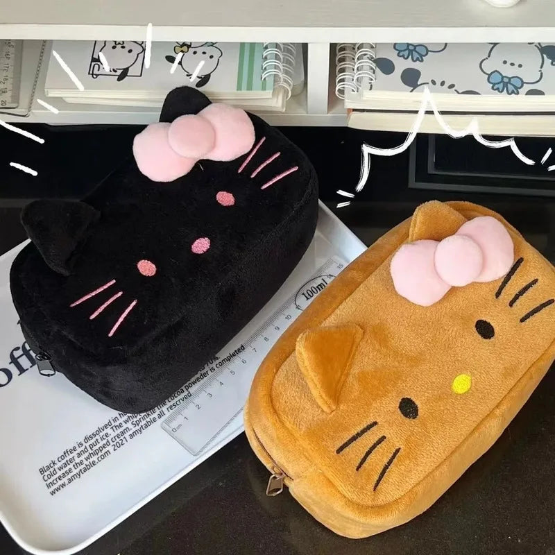 Sanrio Hello Kitty Anime Kawaii Plush Pencil Case Stationery Bag Coin Purse Cosmetic Bag Students School Supplies Storage Bag