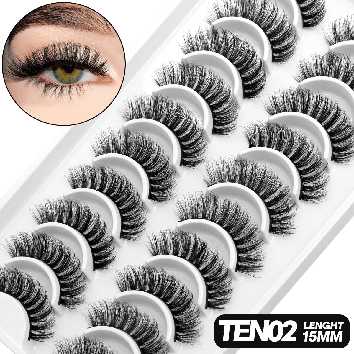 Fluffy 3D Mink Lashes – 10 Pairs of Soft, Full Volume