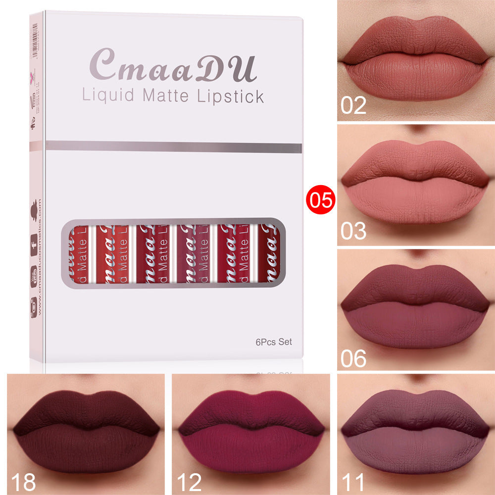 6-Piece Matte Waterproof Lip Gloss Set