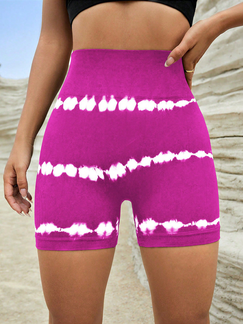 High Waist Tie-dye Yoga Shorts For Women