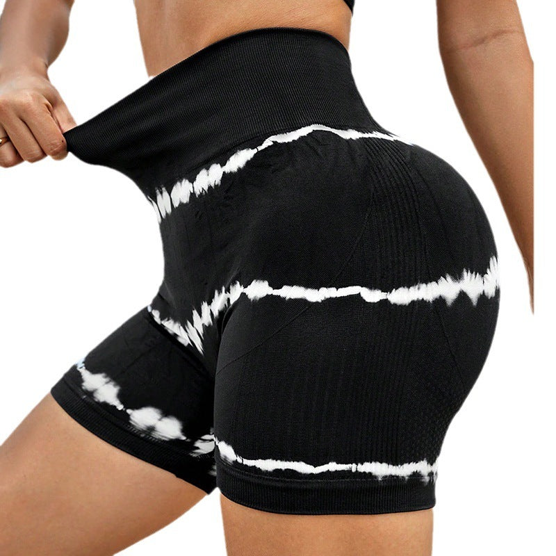 High Waist Tie-dye Yoga Shorts For Women