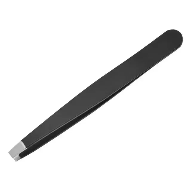 Stainless Steel Black Eyebrow Tweezer with Slant and Flat Point Beauty Tools for Eyelash Tweezer & Ingrown Hair Removal