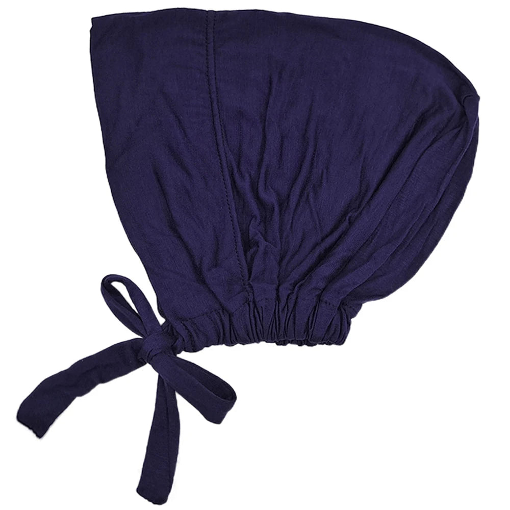 Modal Muslim Turban Hat Inner Hijab Caps Islamic Underscarf Bonnet India Hat Female Headwrap Turbante Mujer Hijab Cap With Rope
