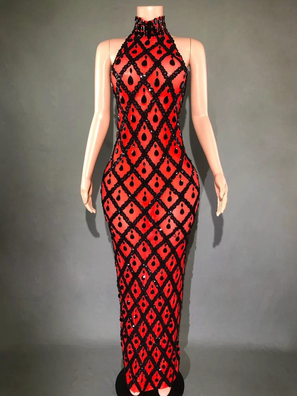 Sparkly Rhinestones Sleeveless Long Dress Elegant Dark Mesh Celebrate Evening Wedding Prom Gown Birthday Dress Photograph Wear