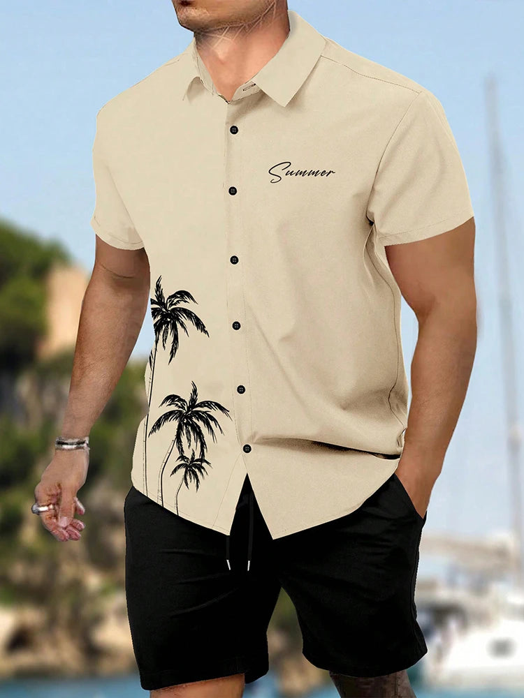 Daily Fashion Men's Short-sleeved Shirts Summer Short-sleeved Shirts And Beach Pants Men's Street Casual Two-piece Men's Shorts
