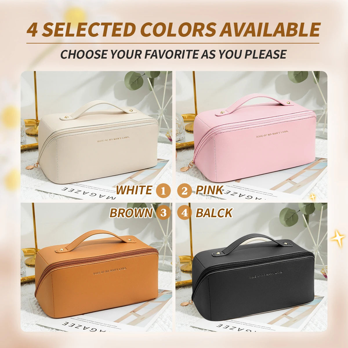 1pc Makeup Organizer Female Toiletry  Bag Make Up Case Storage Pouch Luxury Lady Box, Cosmetic Bag, Organizer Bag For Travel Zip