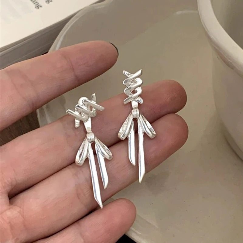 Y2K Girls New Ribbon Aesthetics Ear Clips Ballet Style Ribbon Bow-Knot Ear Cuff Women Korean Fashion Kpop Earring Jewelry Gifts