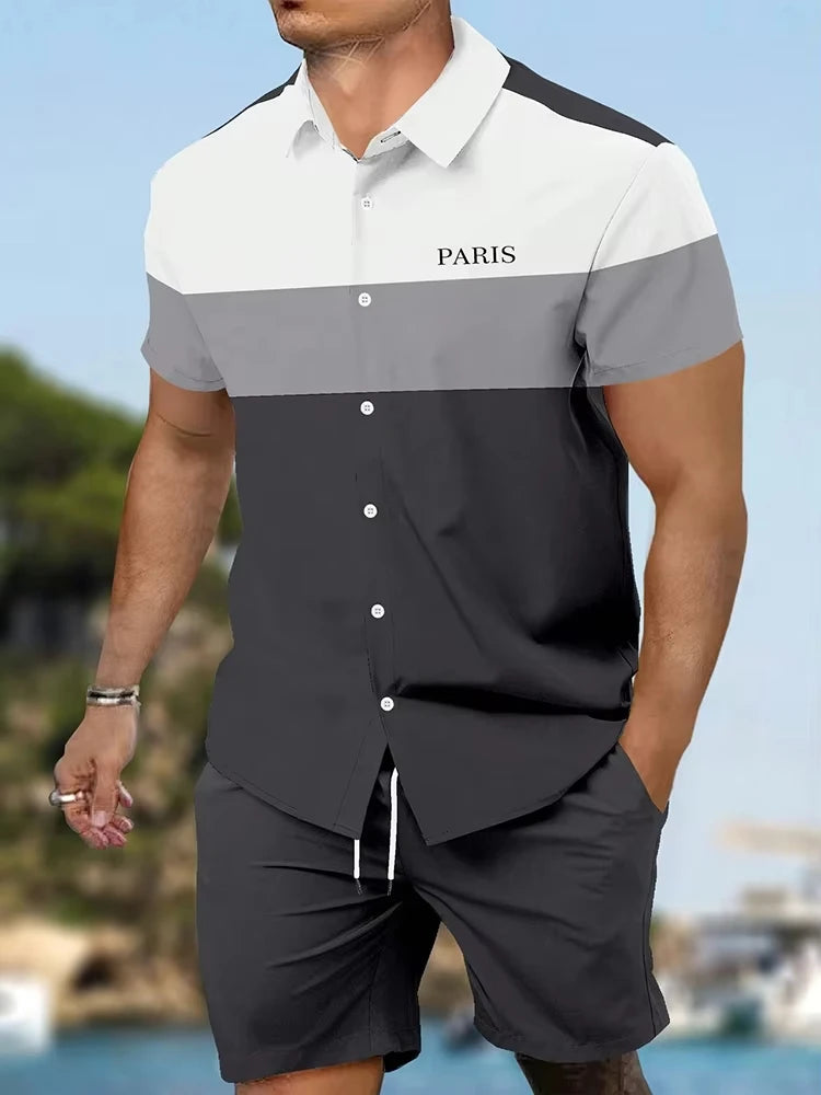 Daily Fashion Men's Short-sleeved Shirts Summer Short-sleeved Shirts And Beach Pants Men's Street Casual Two-piece Men's Shorts