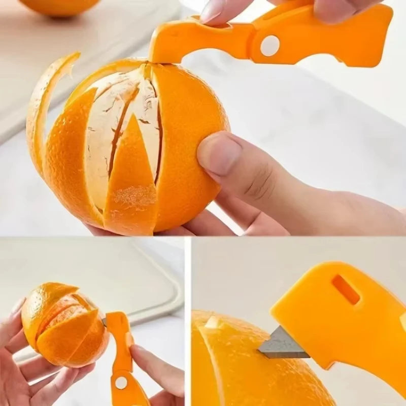 Orange/lemon/grapefruit Plastic Plastic Peeler, Creative Cutter With Folding Handle, Kitchen Fruit And Vegetable Gadget