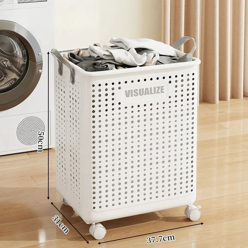 Foldable laundry basket large size with wheels dirty clothes basket storage basket suitable for laundry room dirty clothes