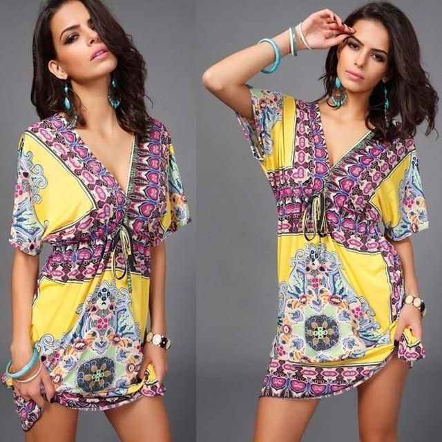 Women's Tribal Print Boho Dress