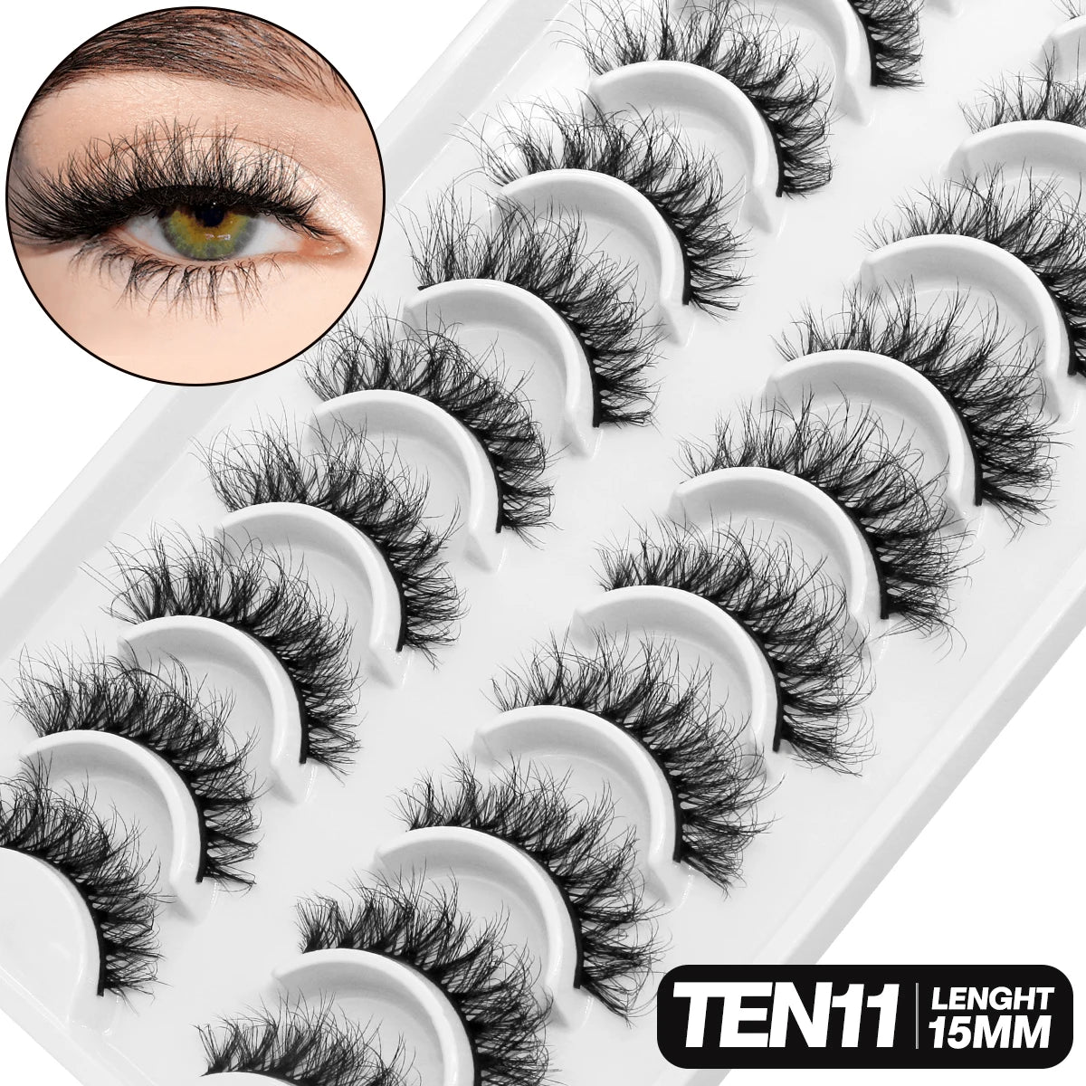 Fluffy 3D Mink Lashes – 10 Pairs of Soft, Full Volume