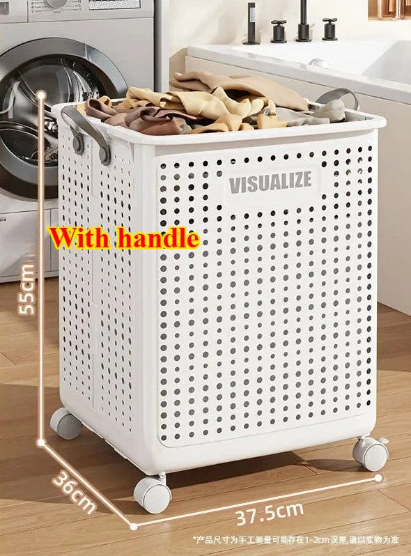 Foldable laundry basket large size with wheels dirty clothes basket storage basket suitable for laundry room dirty clothes