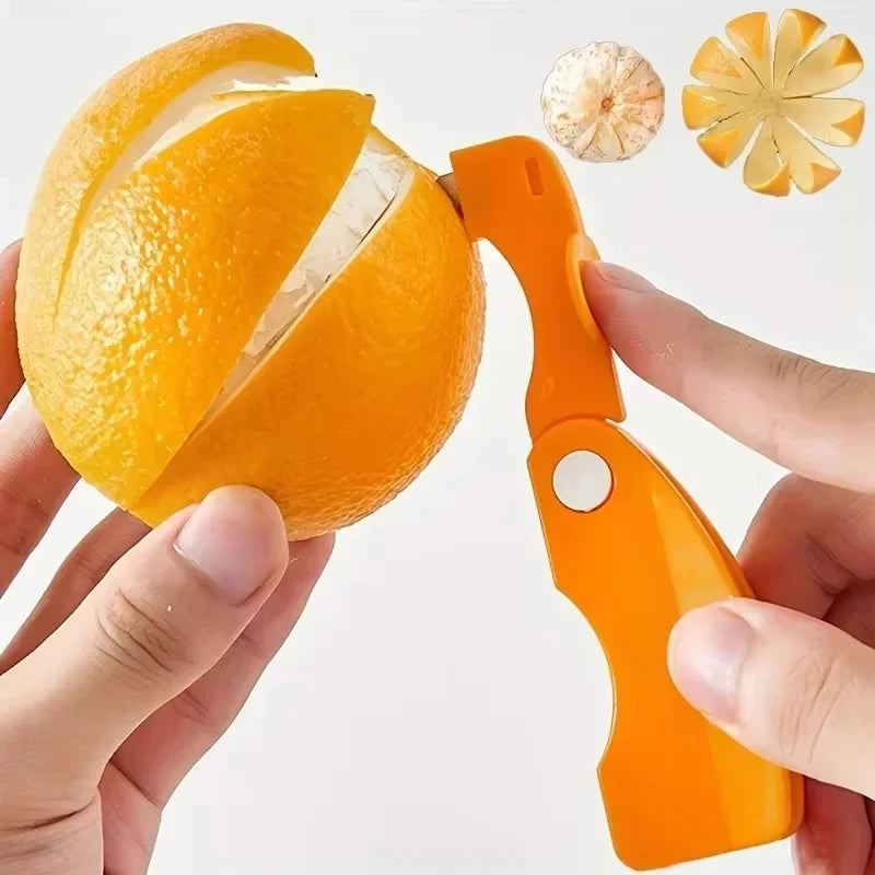 Orange/lemon/grapefruit Plastic Plastic Peeler, Creative Cutter With Folding Handle, Kitchen Fruit And Vegetable Gadget