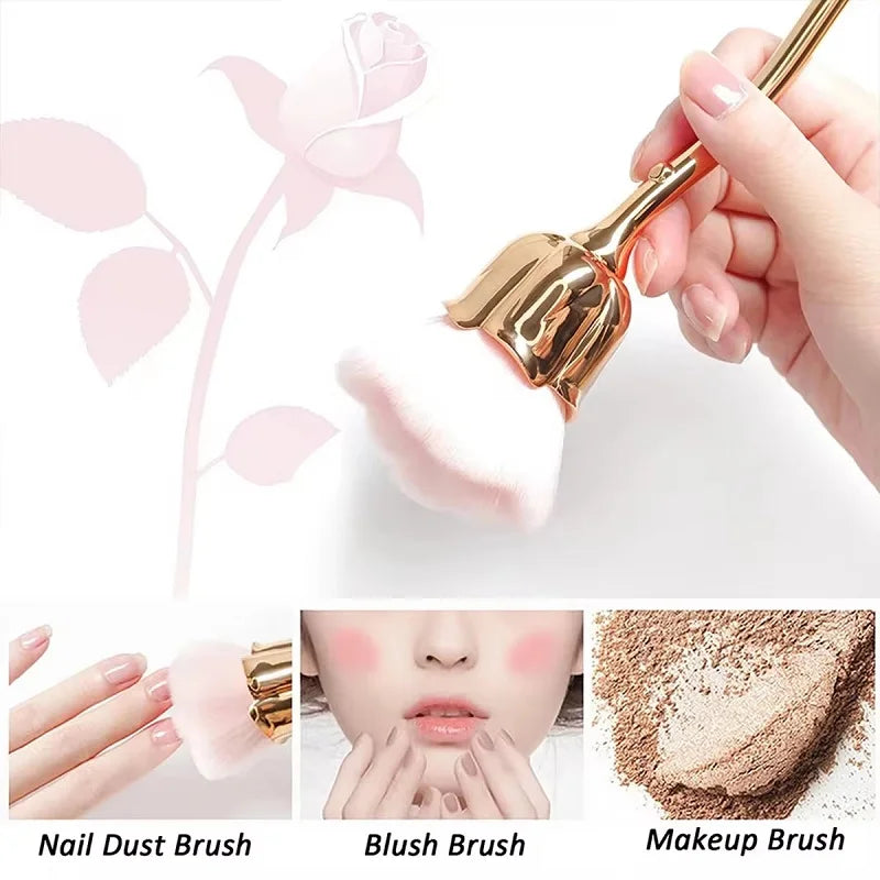 Pink Rose Soft Brush For Manicure Nail Art Dust Brush Nail Dust Brush Gel Polish Dust Cleaning Brushes Nail Accesories Tools