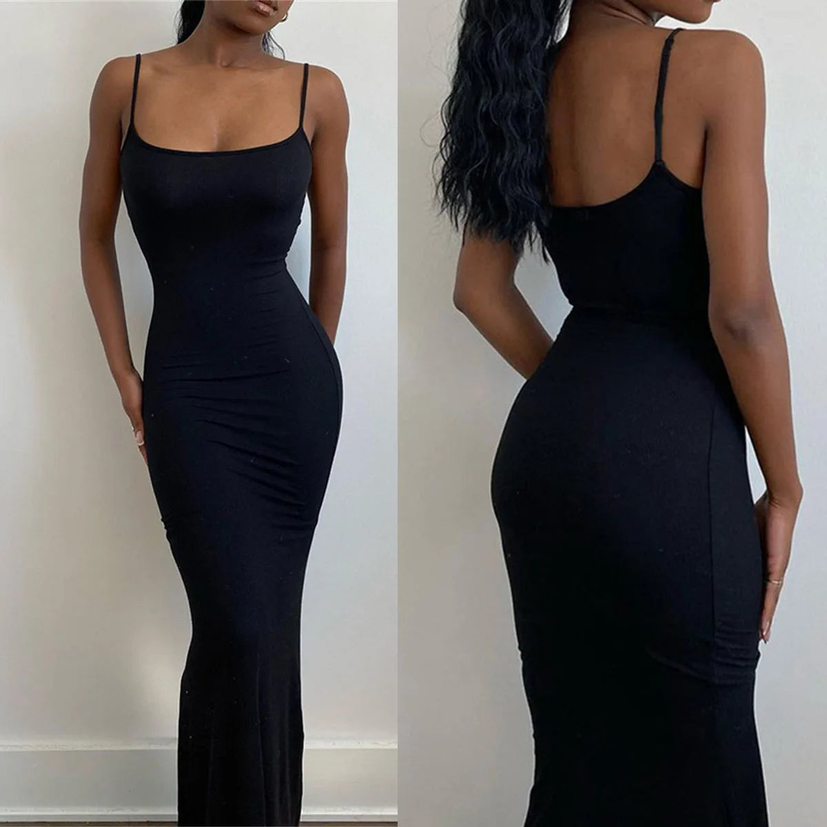Satin Backless Slip Maxi Dress