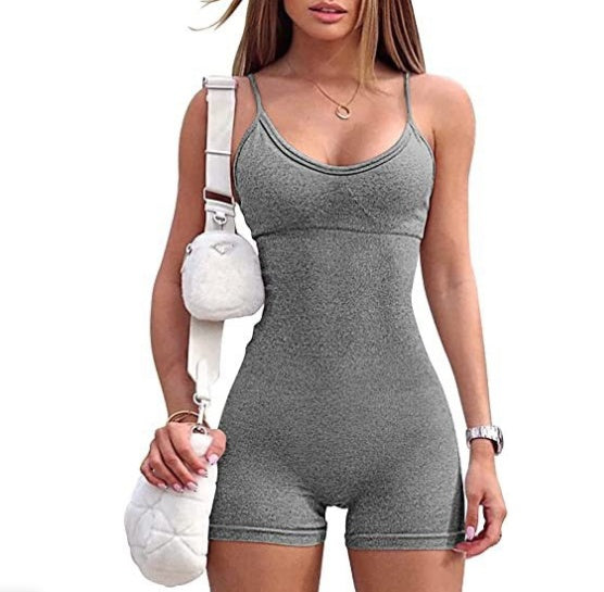 Women Spaghetti Yoga Strap Shorts Jumpsuit Sports For Workout