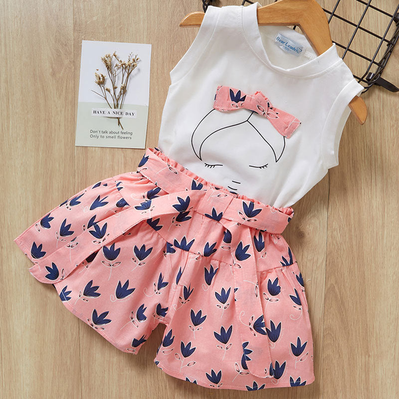 Kids Baby Girls Summer Short Sleeve T-Shirt and Pants Set