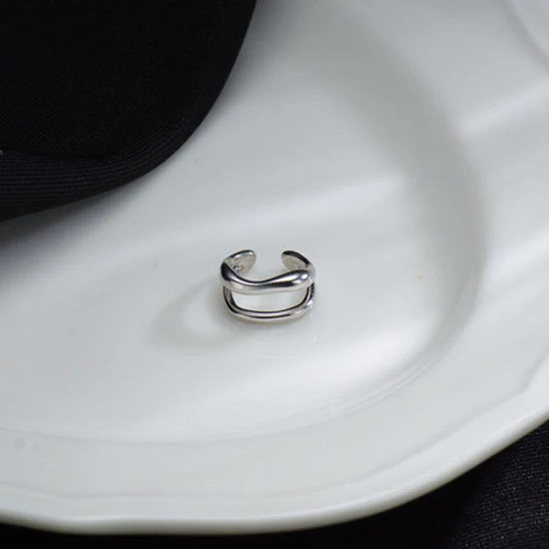 1Pc Ear Cuff Earrings Non-Piercing Double Layer Cuff Ear Clip Earring for Women Fake Cartilage Simple Y2K Jewelry 2025 New