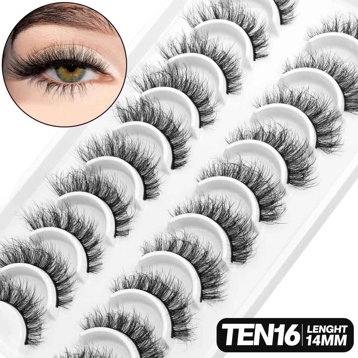Fluffy 3D Mink Lashes – 10 Pairs of Soft, Full Volume