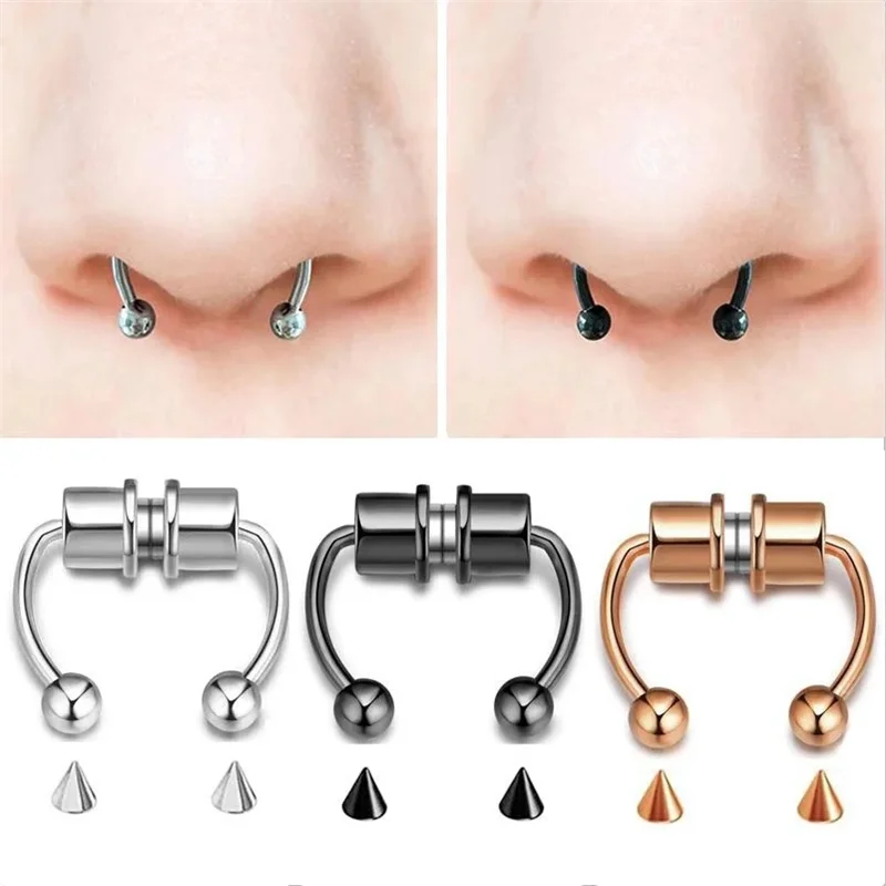 Stylish Magnetic Horseshoe Nose Rings in Durable Stainless Steel