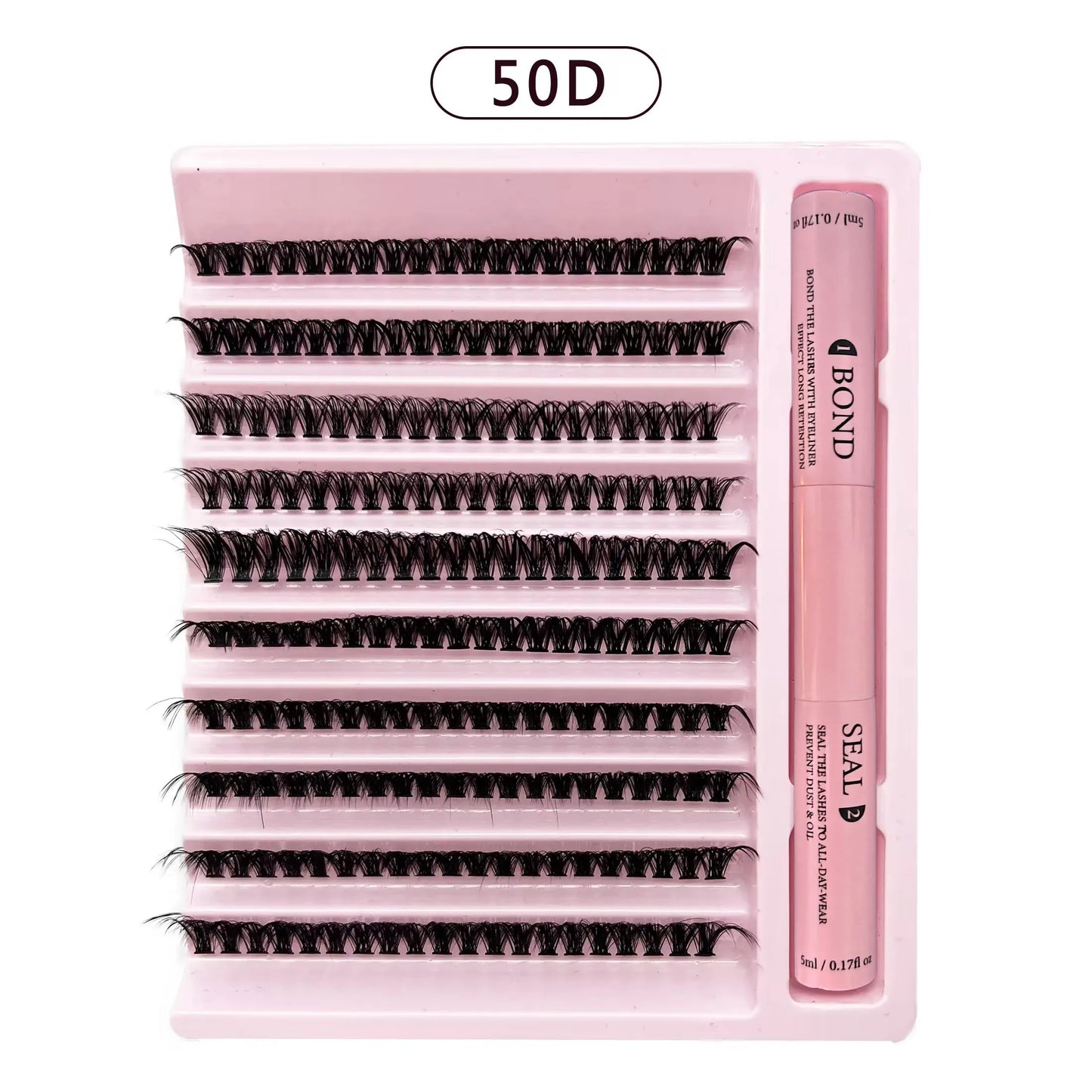 DiY Cluster Lashes Kit 200 Pcs: 8-16mm Mixed, Bond & Seal Glue, Tweezers for Natural Self Application Look