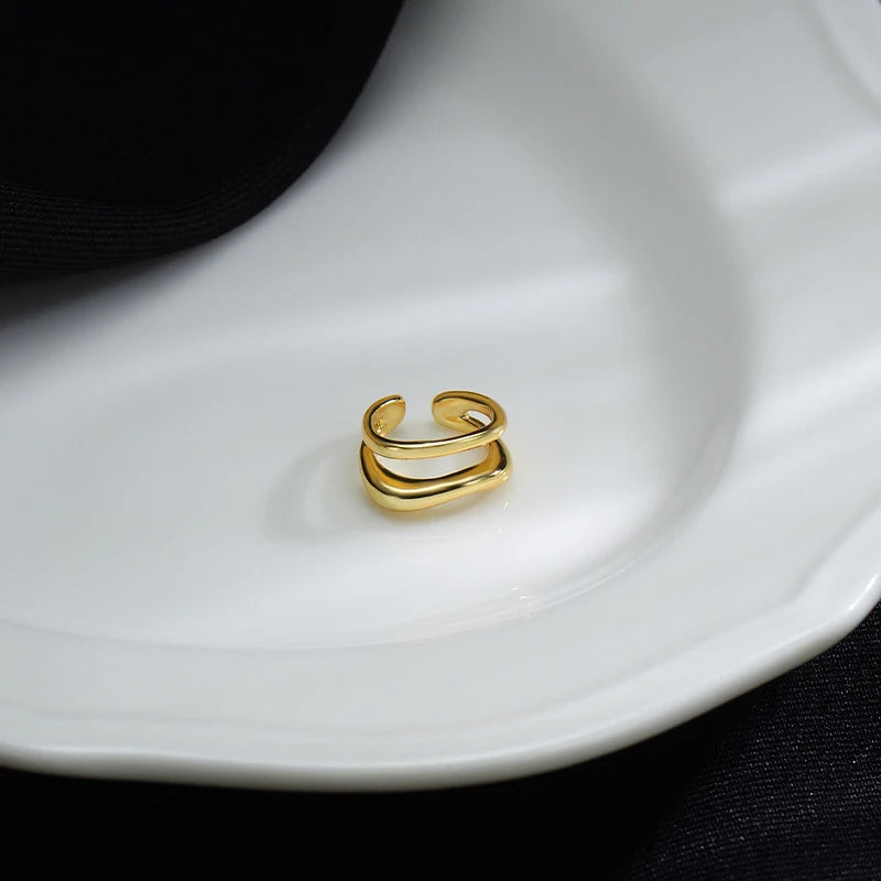 1Pc Ear Cuff Earrings Non-Piercing Double Layer Cuff Ear Clip Earring for Women Fake Cartilage Simple Y2K Jewelry 2025 New