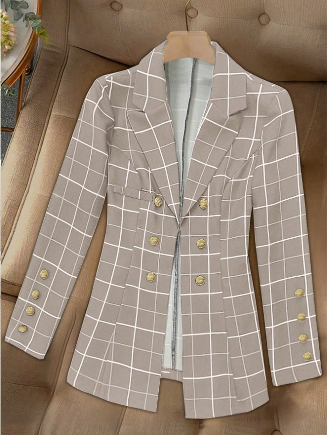 Smart-Casual Plaid Blazer for Modern Women