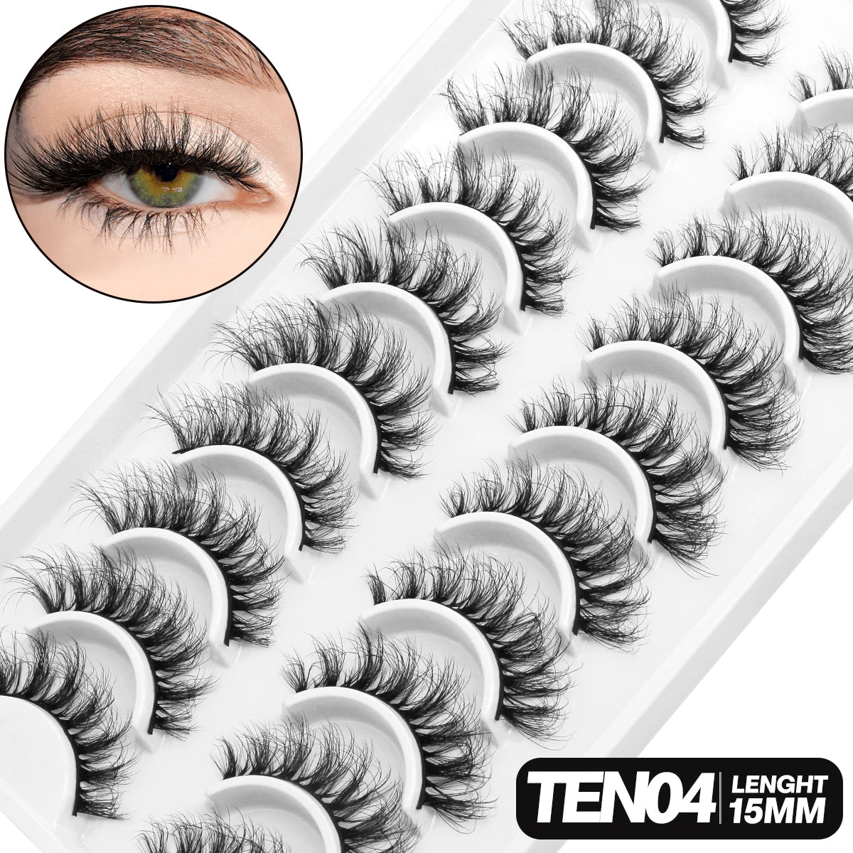 Fluffy 3D Mink Lashes – 10 Pairs of Soft, Full Volume