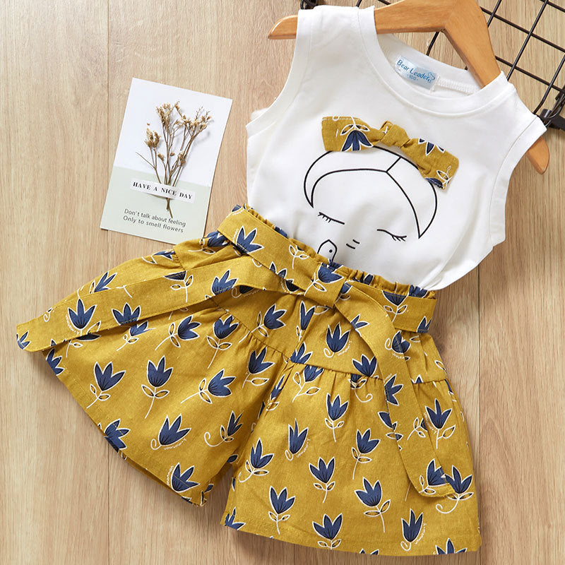Kids Baby Girls Summer Short Sleeve T-Shirt and Pants Set