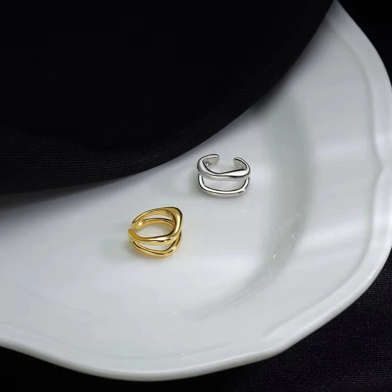 1Pc Ear Cuff Earrings Non-Piercing Double Layer Cuff Ear Clip Earring for Women Fake Cartilage Simple Y2K Jewelry 2025 New