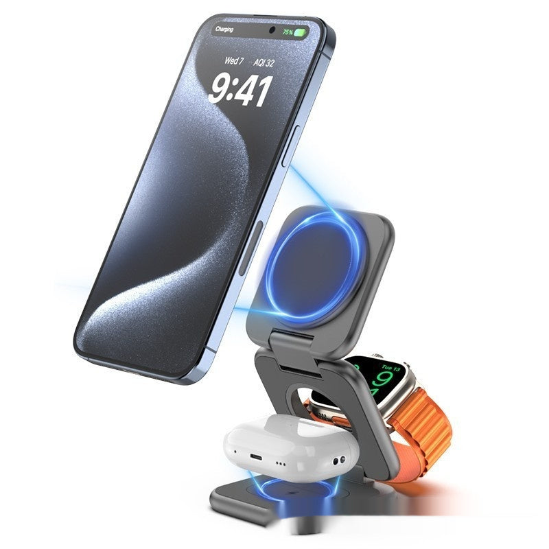 Foldable Magnetic Wireless Charger & Mobile Phone Holder