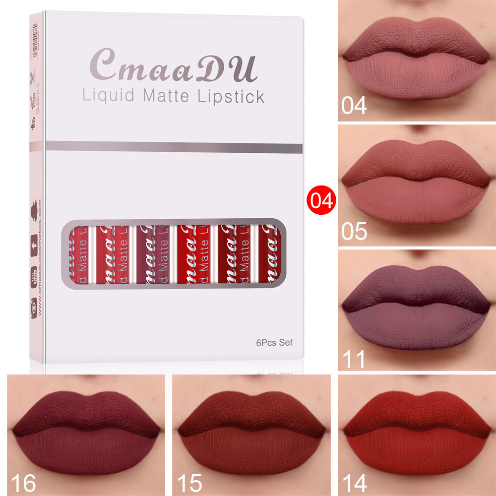 6-Piece Matte Waterproof Lip Gloss Set
