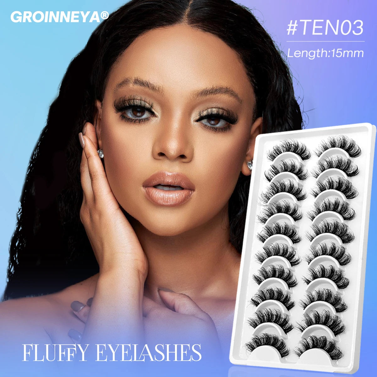 Fluffy 3D Mink Lashes – 10 Pairs of Soft, Full Volume